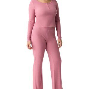 #19 Gap GapBody Women's Long-Sleeve Rib Pajama Set - Pink
